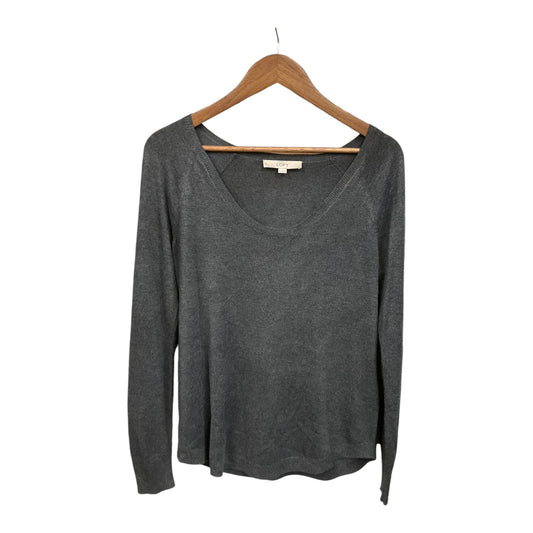 Top Long Sleeve Basic By Loft In Grey, Size: M