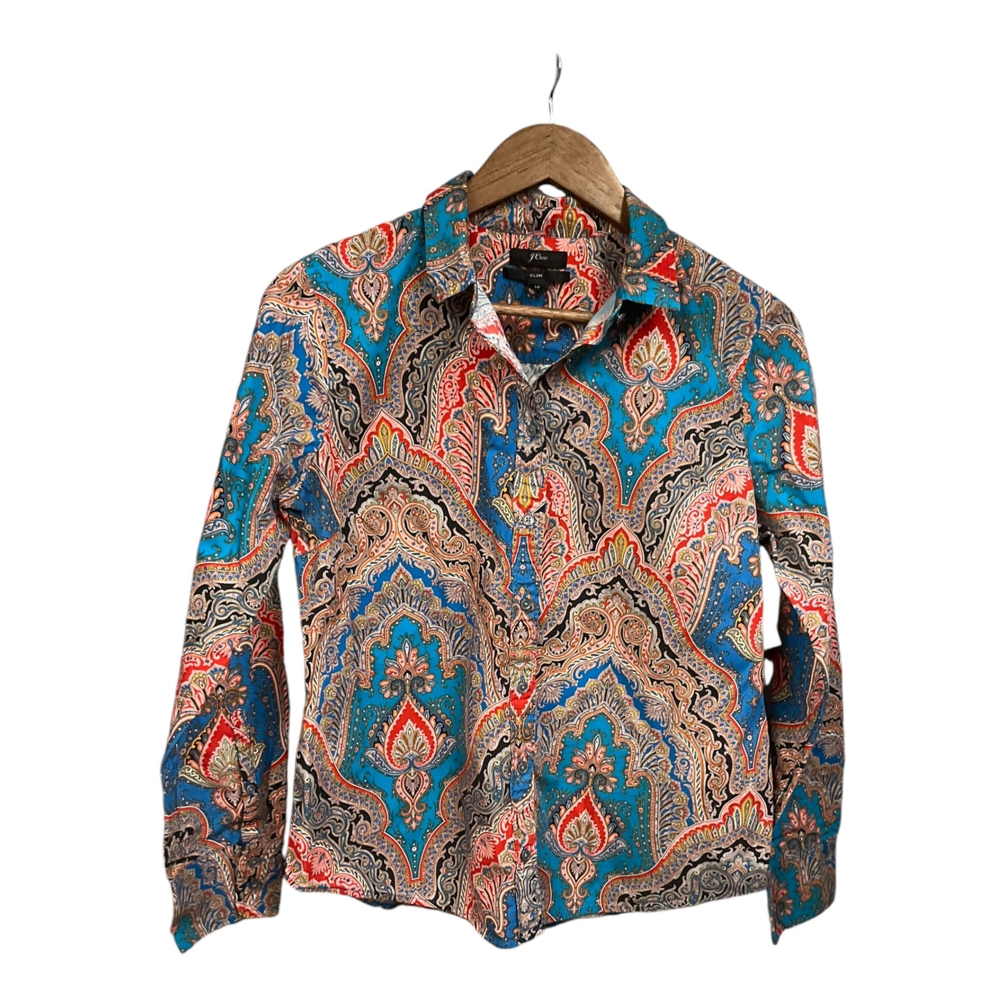 Blouse Long Sleeve By J. Crew In Paisley Print, Size: L