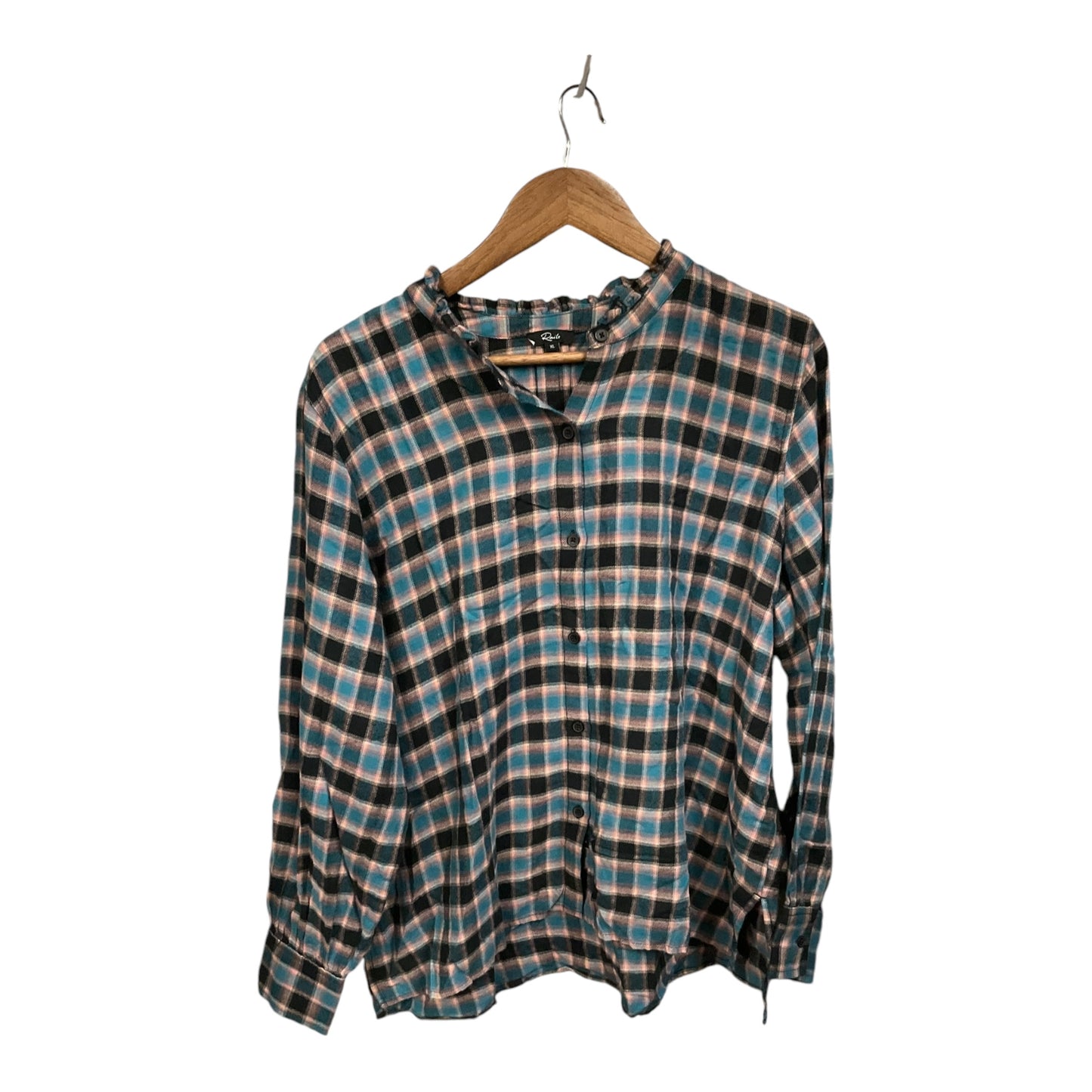 Top Long Sleeve By Rails In Plaid Pattern, Size: Xl