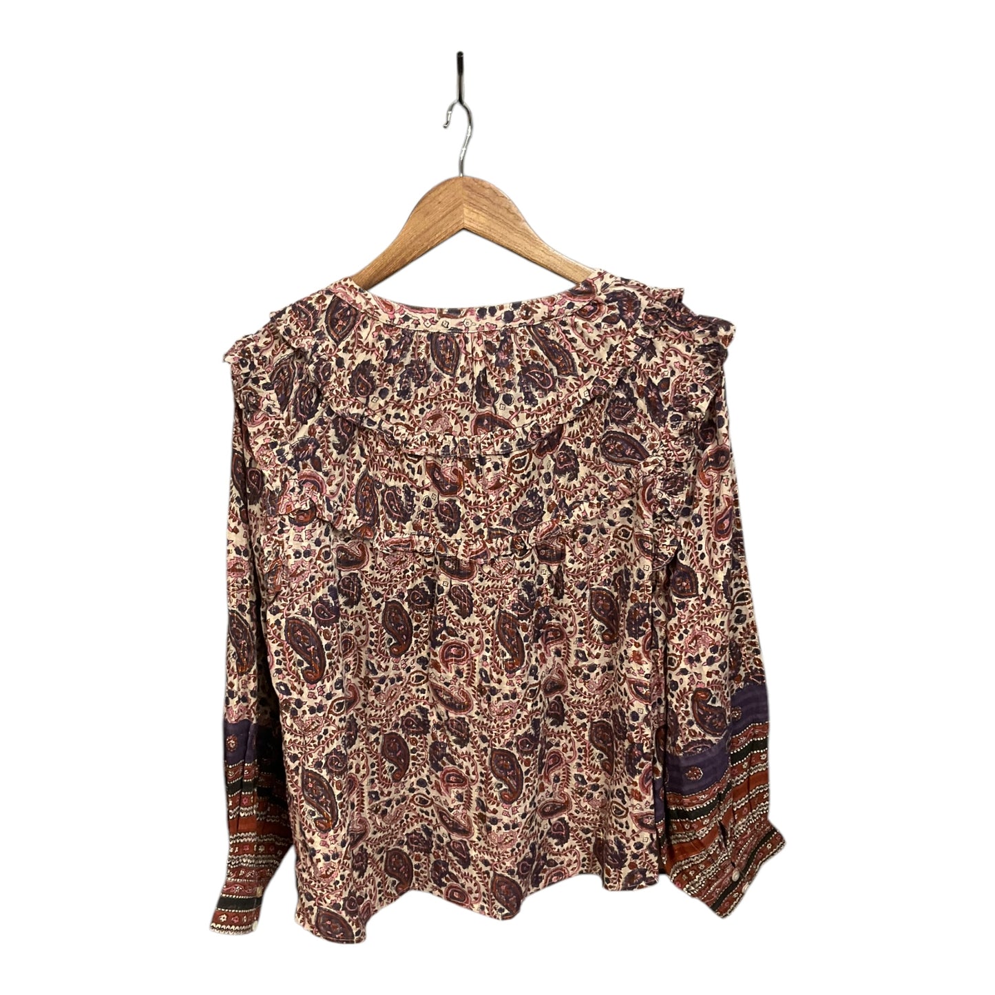 Blouse Long Sleeve By Clothes Mentor In Paisley Print, Size: L