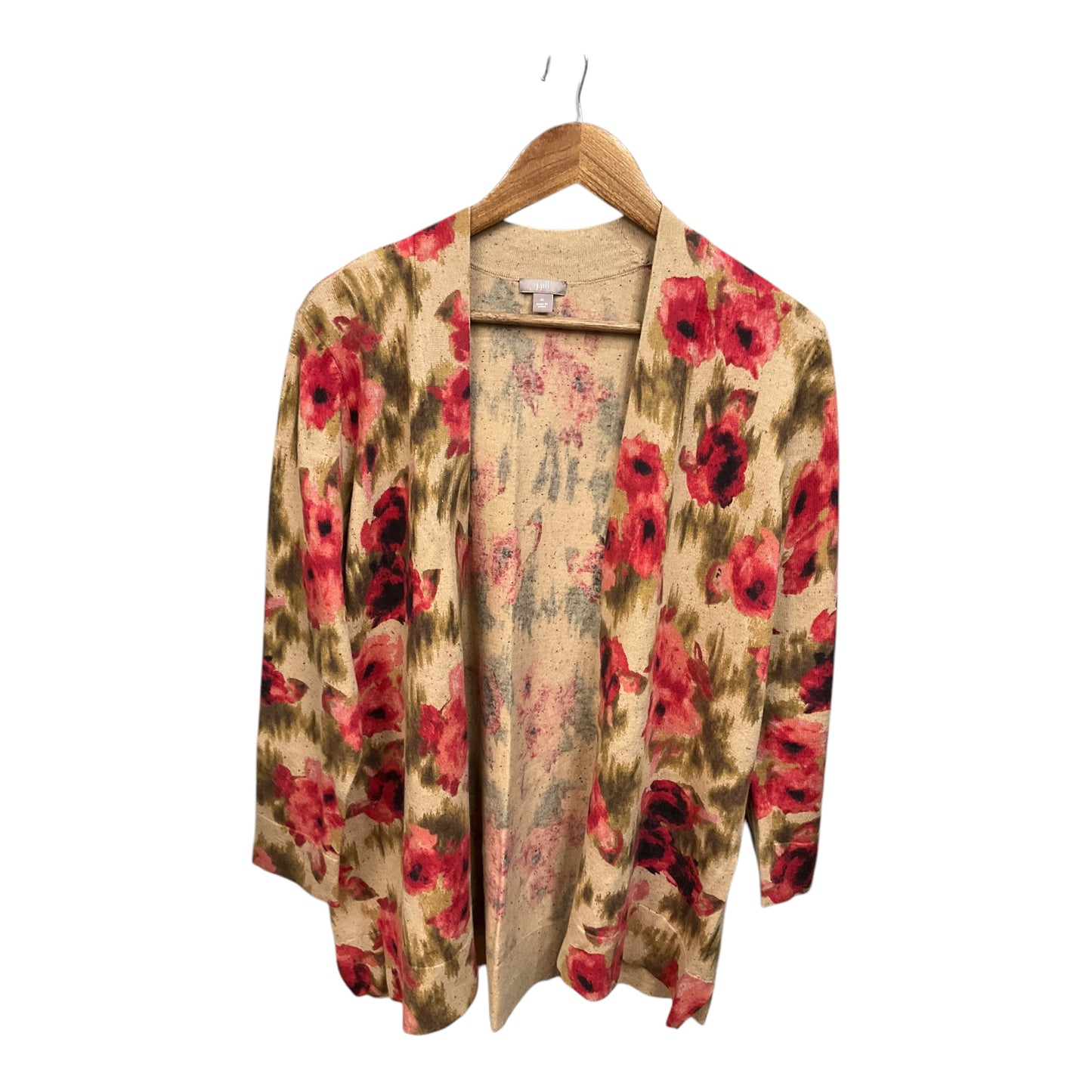 Sweater Cardigan By J. Jill In Floral Print, Size: M