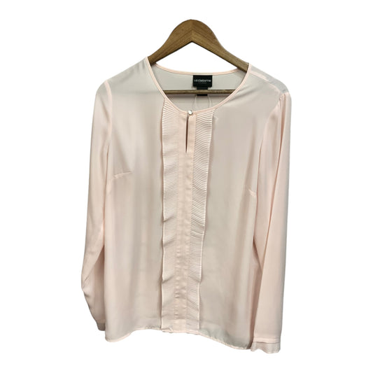 Blouse Long Sleeve By Liz Claiborne In Pink, Size: M