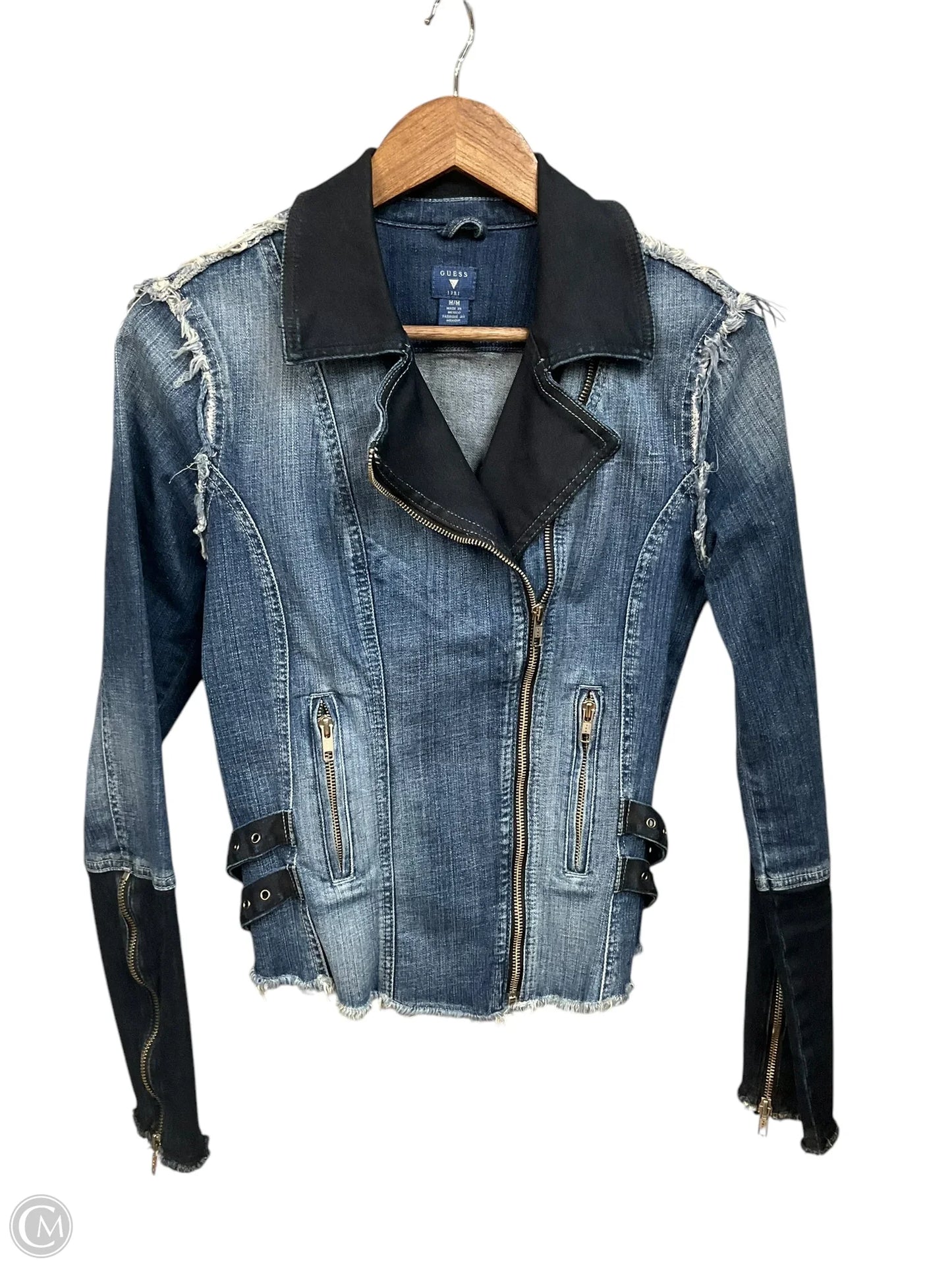 Jacket Denim By Guess In Blue Denim, Size: M