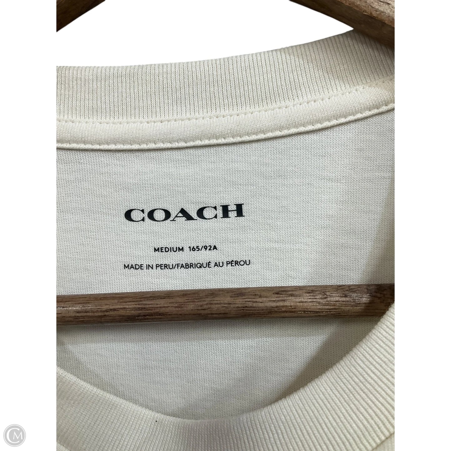 Top Short Sleeve Designer By Coach In Ivory, Size: M