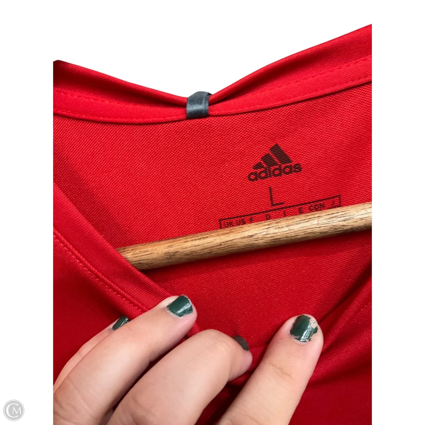 Athletic Top Short Sleeve By Adidas In Red, Size: L