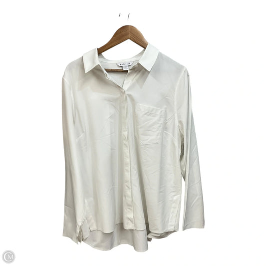 Athletic Top Long Sleeve Collar By Athleta In White, Size: Xl