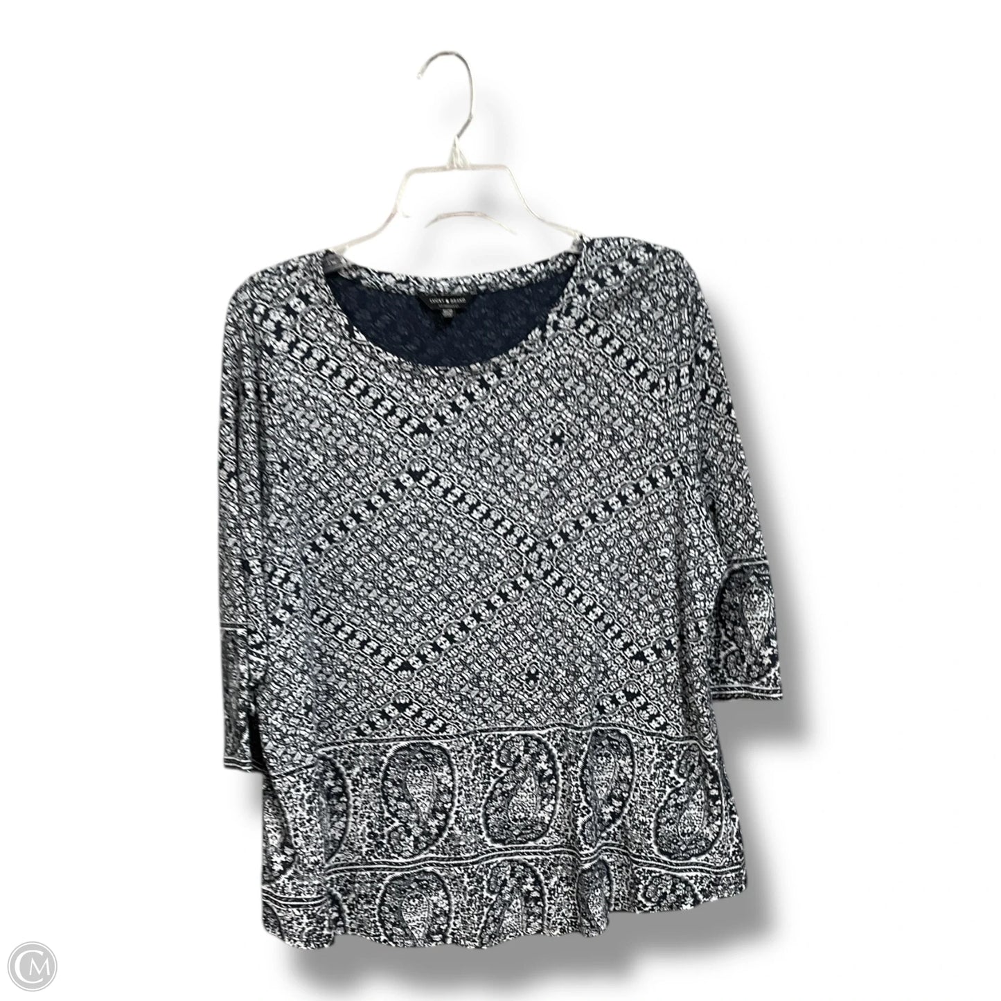Top 3/4 Sleeve By Lucky Brand In Blue & White, Size: 1x