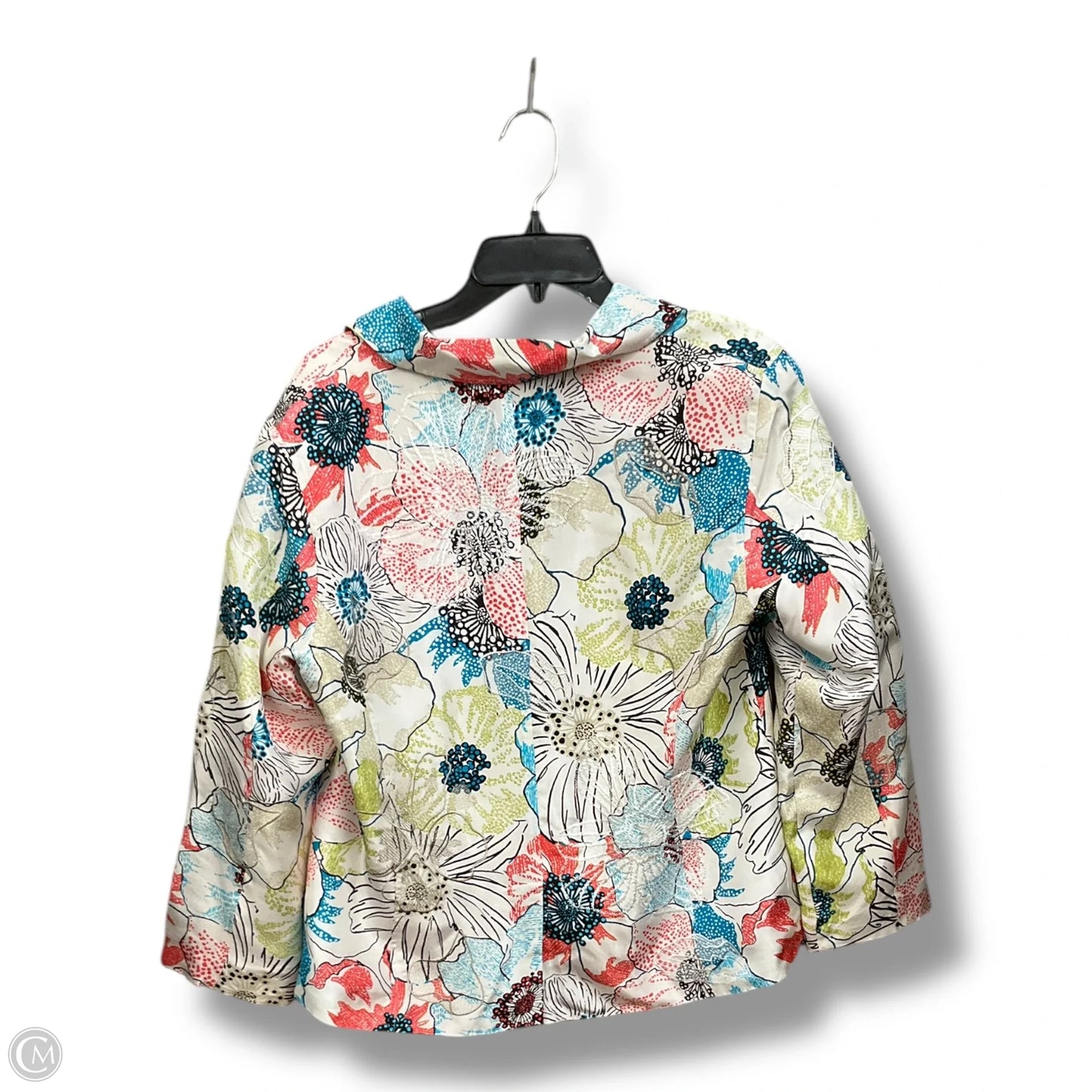Blazer By Chicos In Floral Print, Size: L