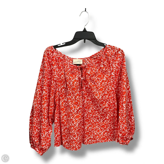 Blouse 3/4 Sleeve By Universal Thread In Orange & White, Size: Xs