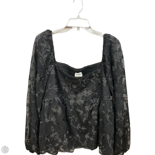 Blouse Long Sleeve By Clothes Mentor In Black, Size: 1x