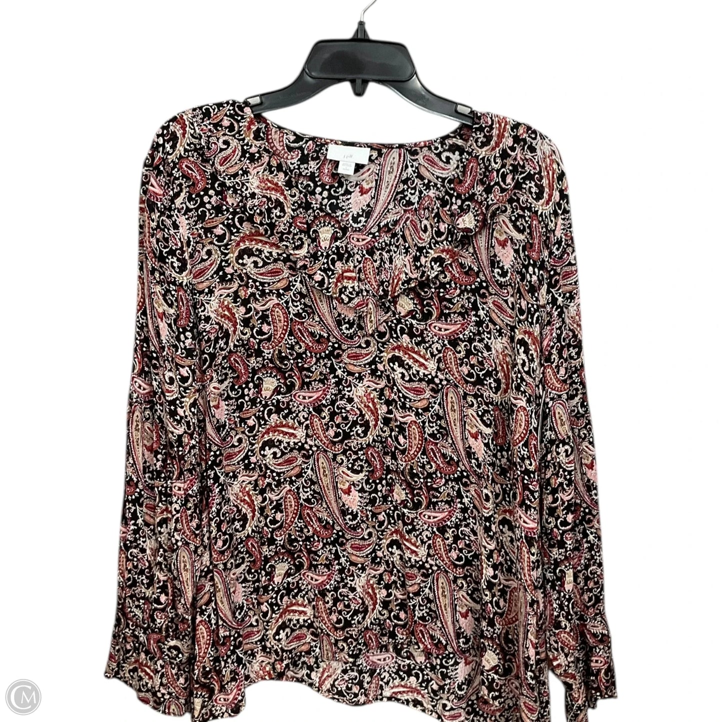 Blouse Long Sleeve By J. Jill In Paisley Print, Size: L