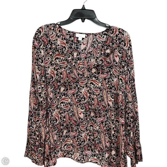 Blouse Long Sleeve By J. Jill In Paisley Print, Size: L