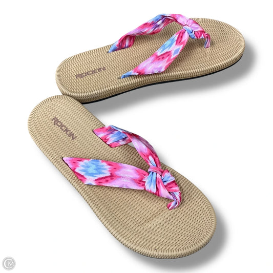 Sandals Flip Flops By Clothes Mentor In Blue & Pink, Size: 7