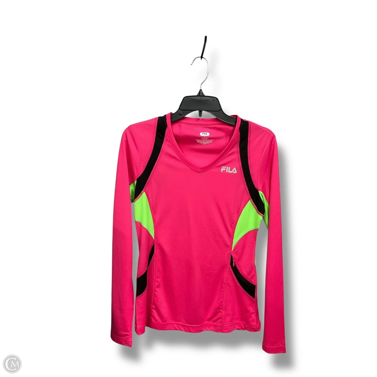 Athletic Top Long Sleeve Crewneck By Fila In Green & Pink, Size: S