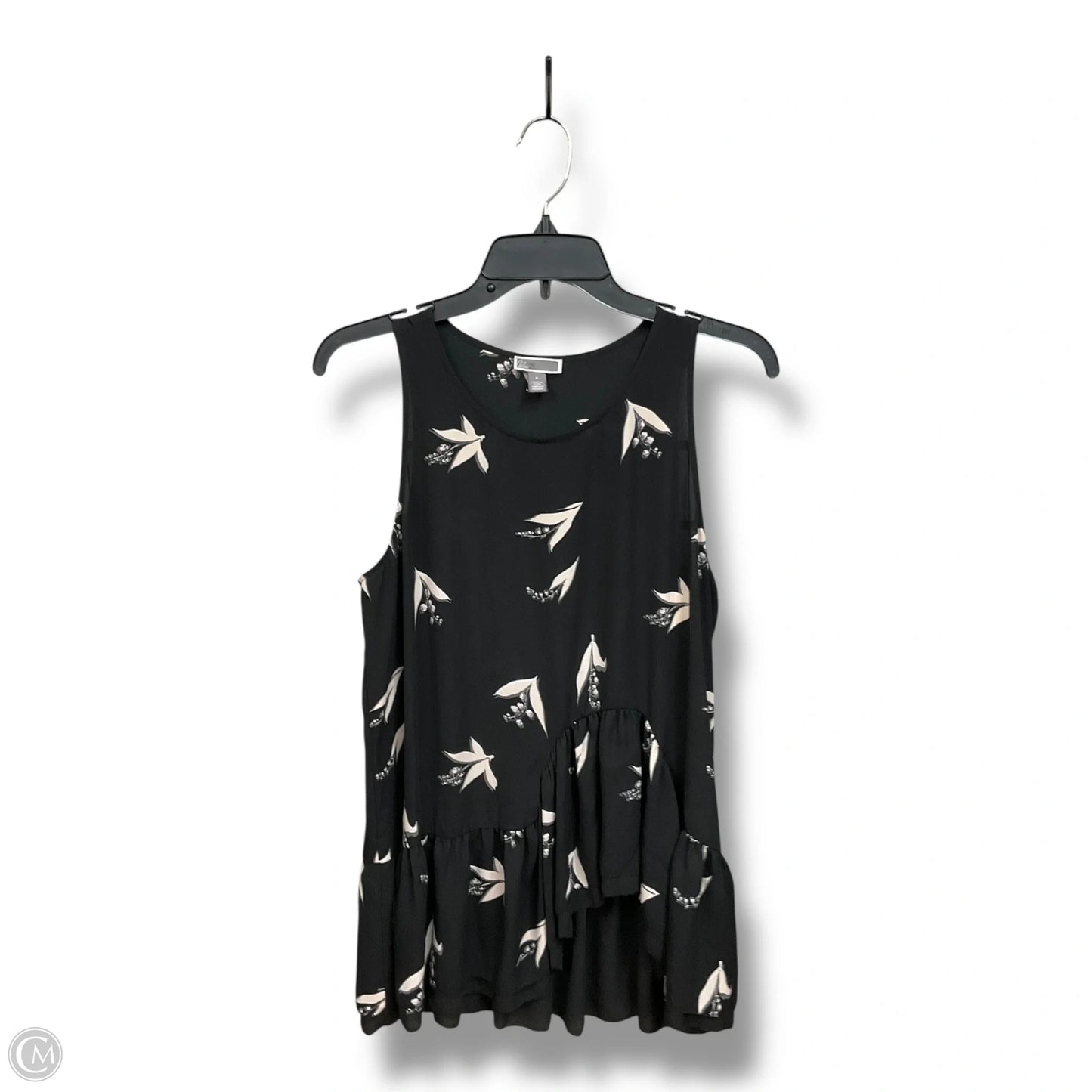 Blouse Sleeveless By Chelsea 28 In Black & Cream, Size: M