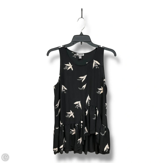 Blouse Sleeveless By Chelsea 28 In Black & Cream, Size: M