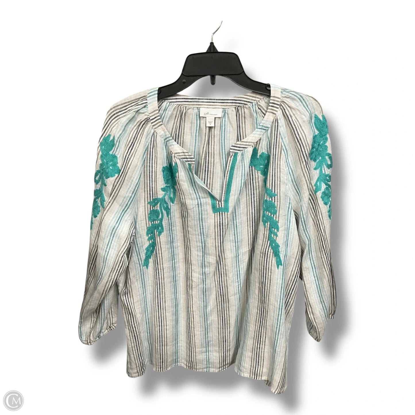 Blouse 3/4 Sleeve By J. Jill In Striped Pattern, Size: M