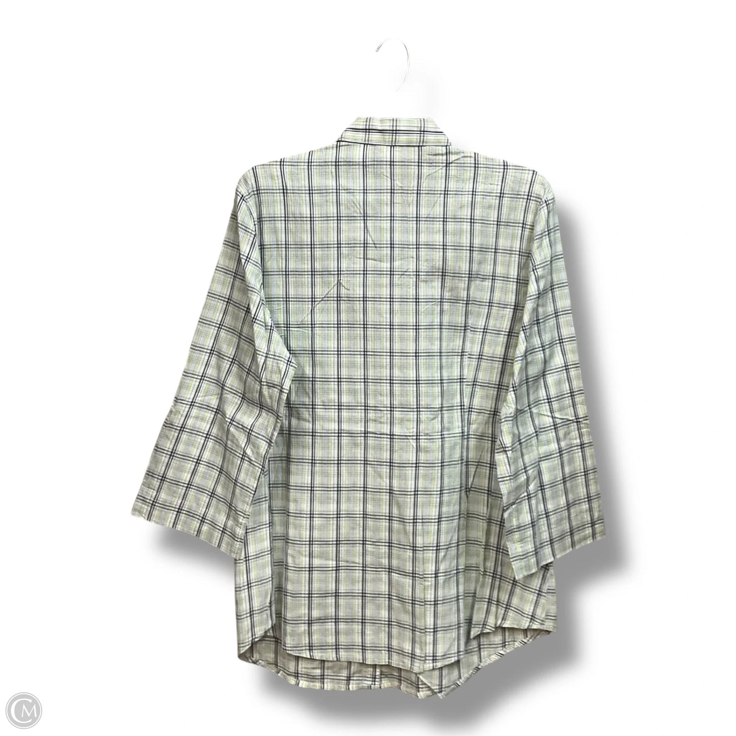 Blouse 3/4 Sleeve By Liz And Co In Plaid Pattern, Size: Xl