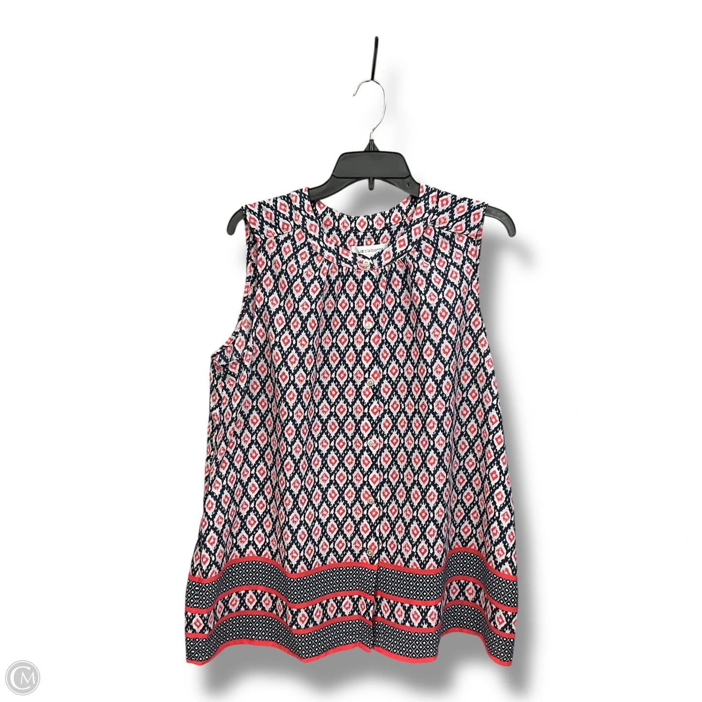 Blouse Sleeveless By Liz Claiborne In Geometric Pattern, Size: L