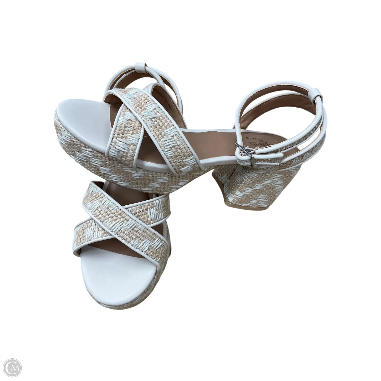 Sandals Heels Block By Ophelia Roe In Beige, Size: 7
