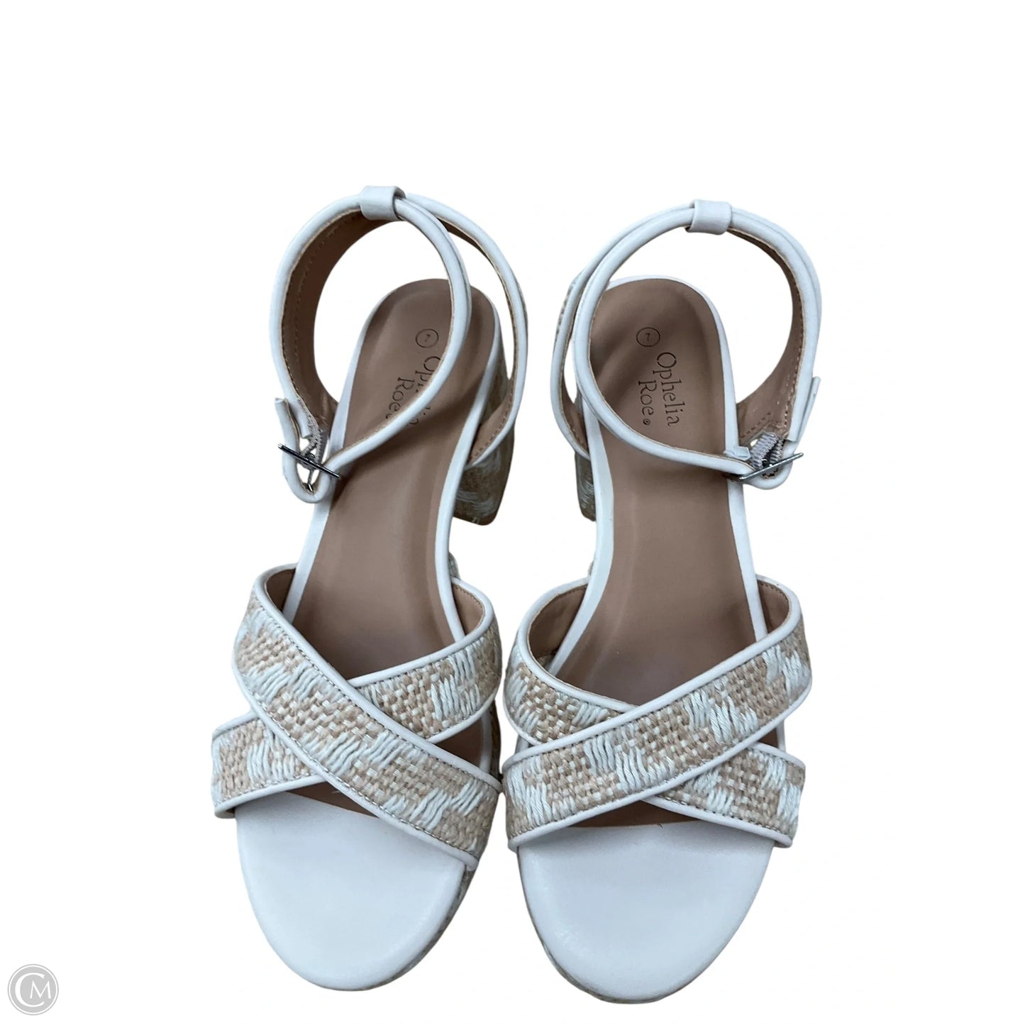 Sandals Heels Block By Ophelia Roe In Beige, Size: 7