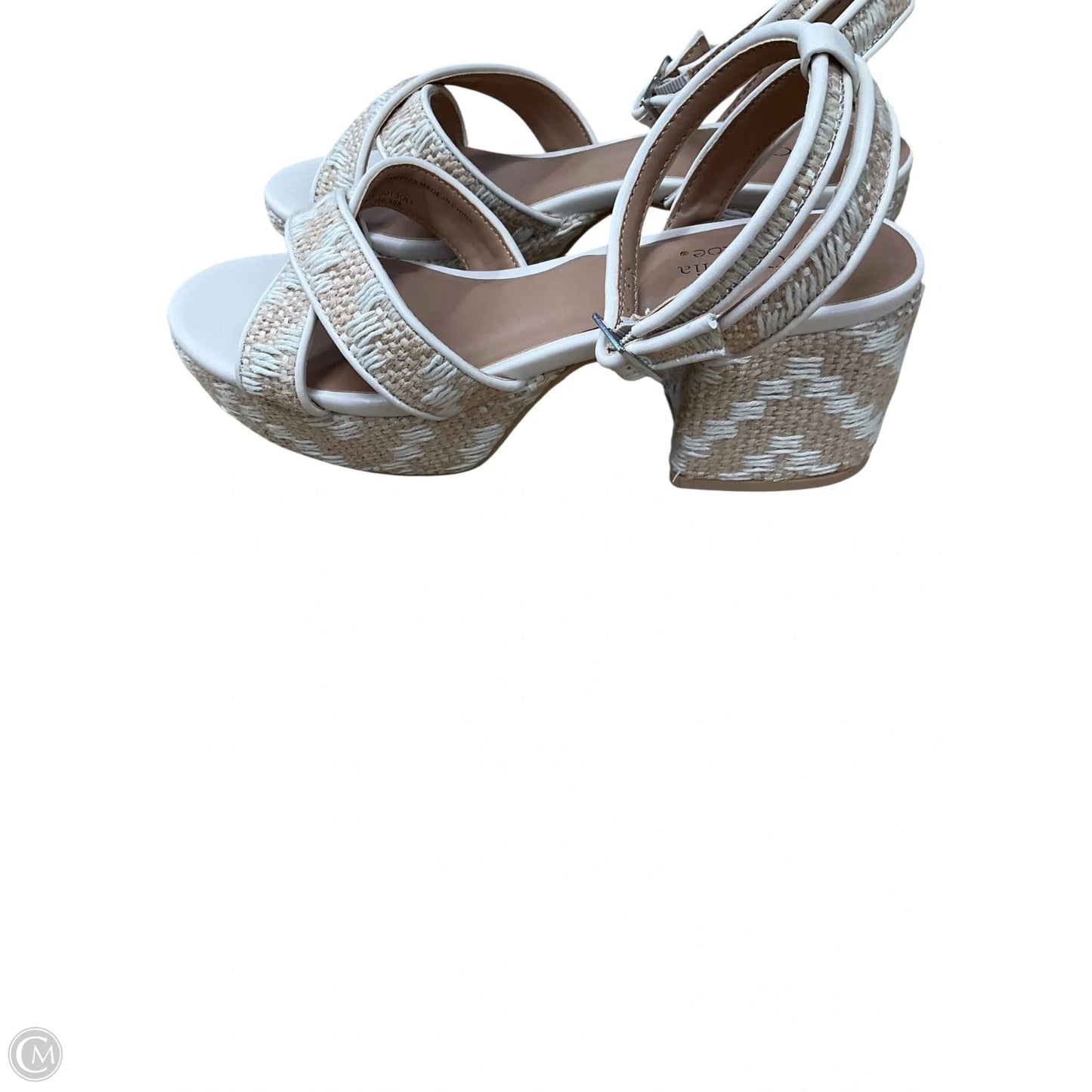 Sandals Heels Block By Ophelia Roe In Beige, Size: 7