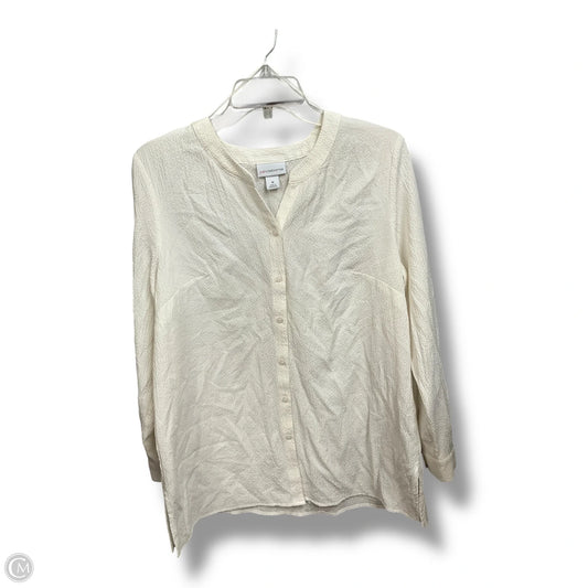 Blouse Long Sleeve By Liz Claiborne In Ivory, Size: M