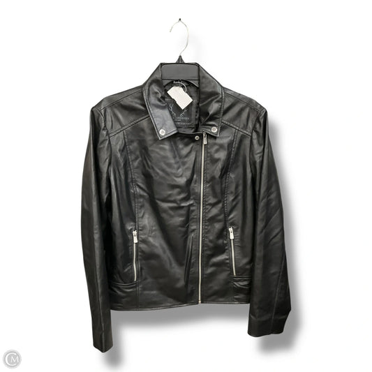Jacket Moto Leather By Cmb In Black, Size: L