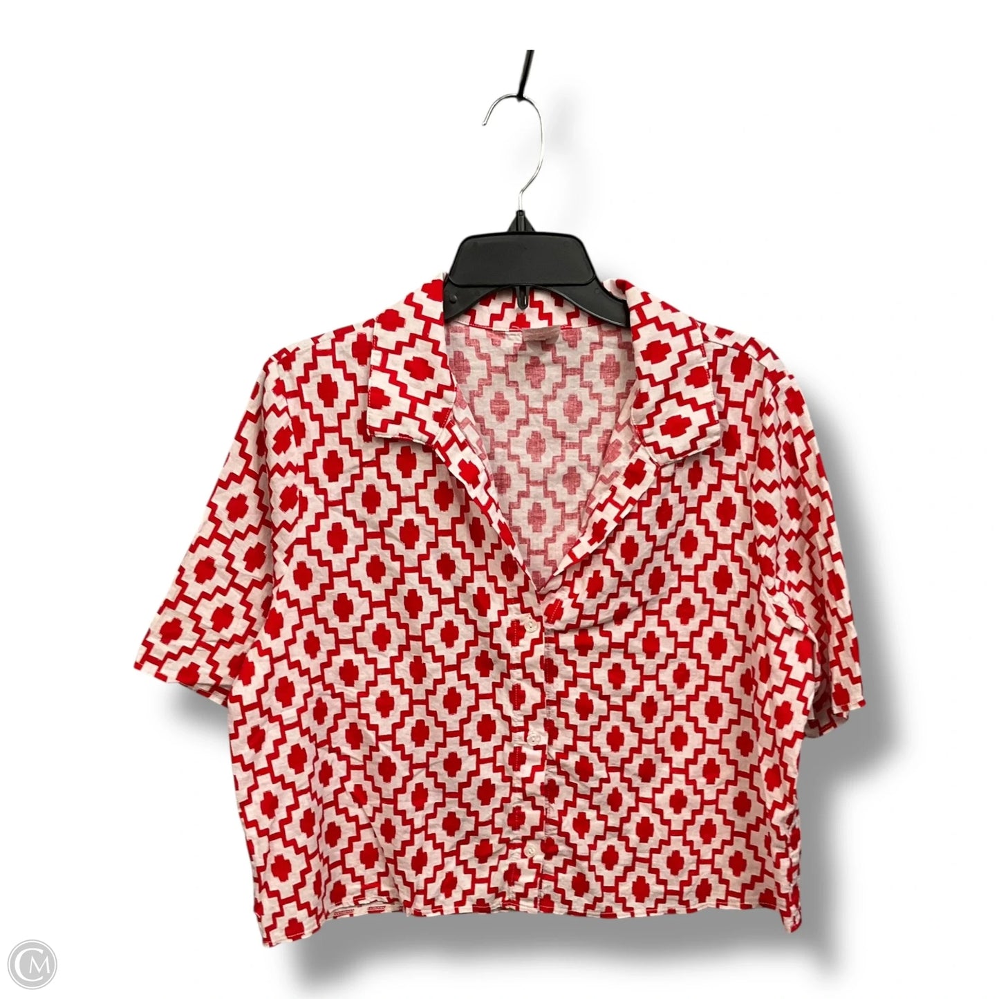 Blouse Short Sleeve By Shade & Shore In Red & White, Size: M