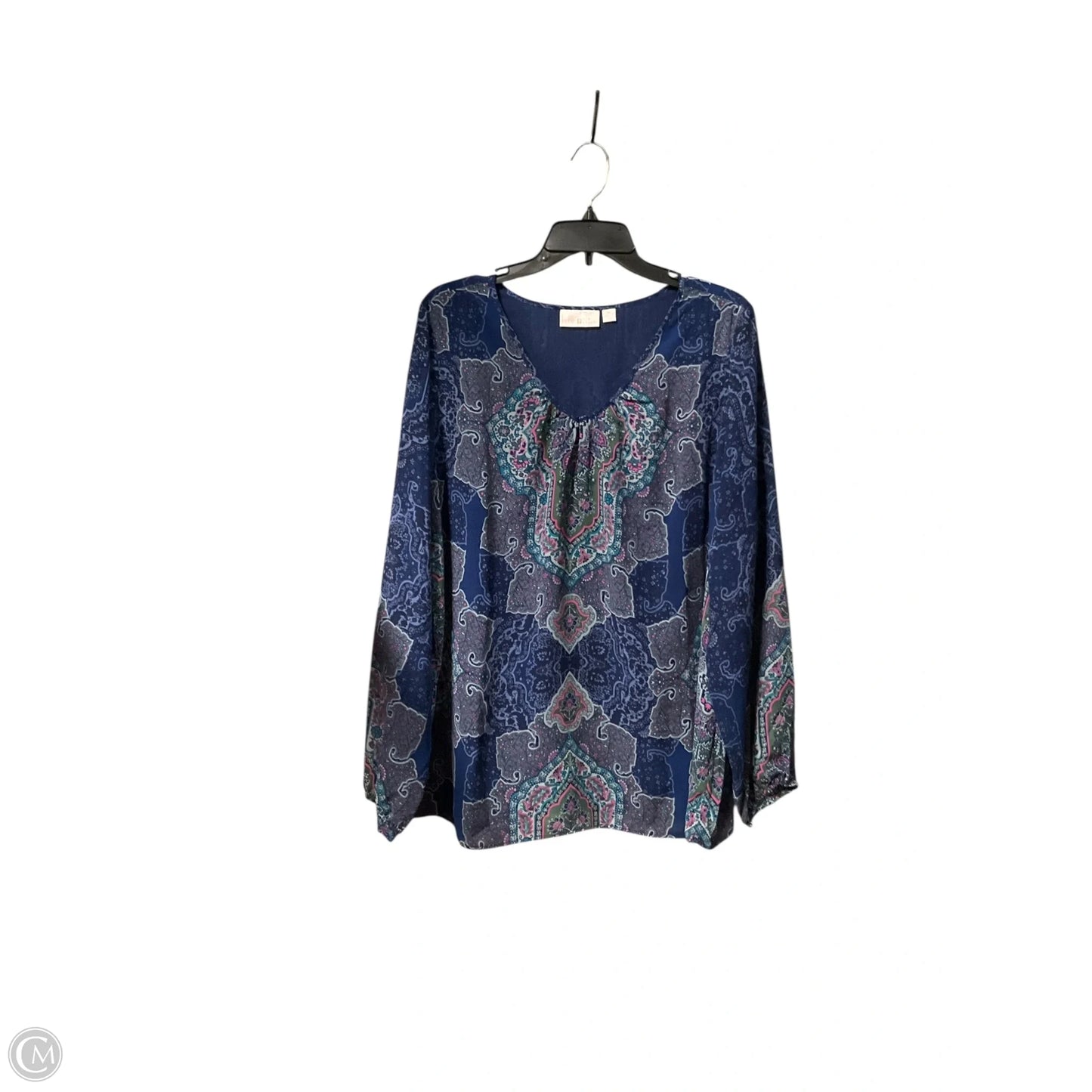 Blouse Long Sleeve By Belle By Kim Gravel In Paisley Print, Size: Xl