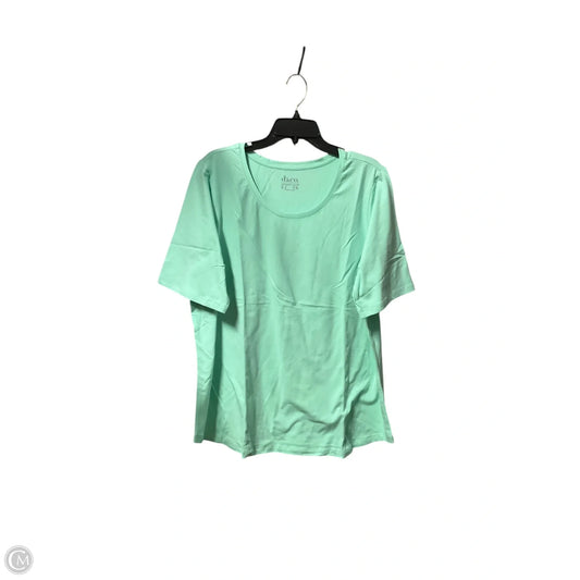 Top Short Sleeve Basic By Denim And Company In Green, Size: 1x
