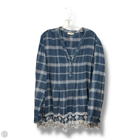 Tunic Long Sleeve By Style And Company In Plaid Pattern, Size: Xl