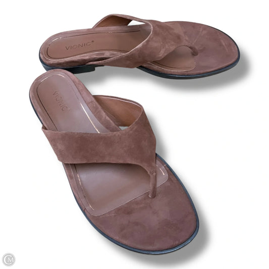 Sandals Flats By Vionic In Brown, Size: 10