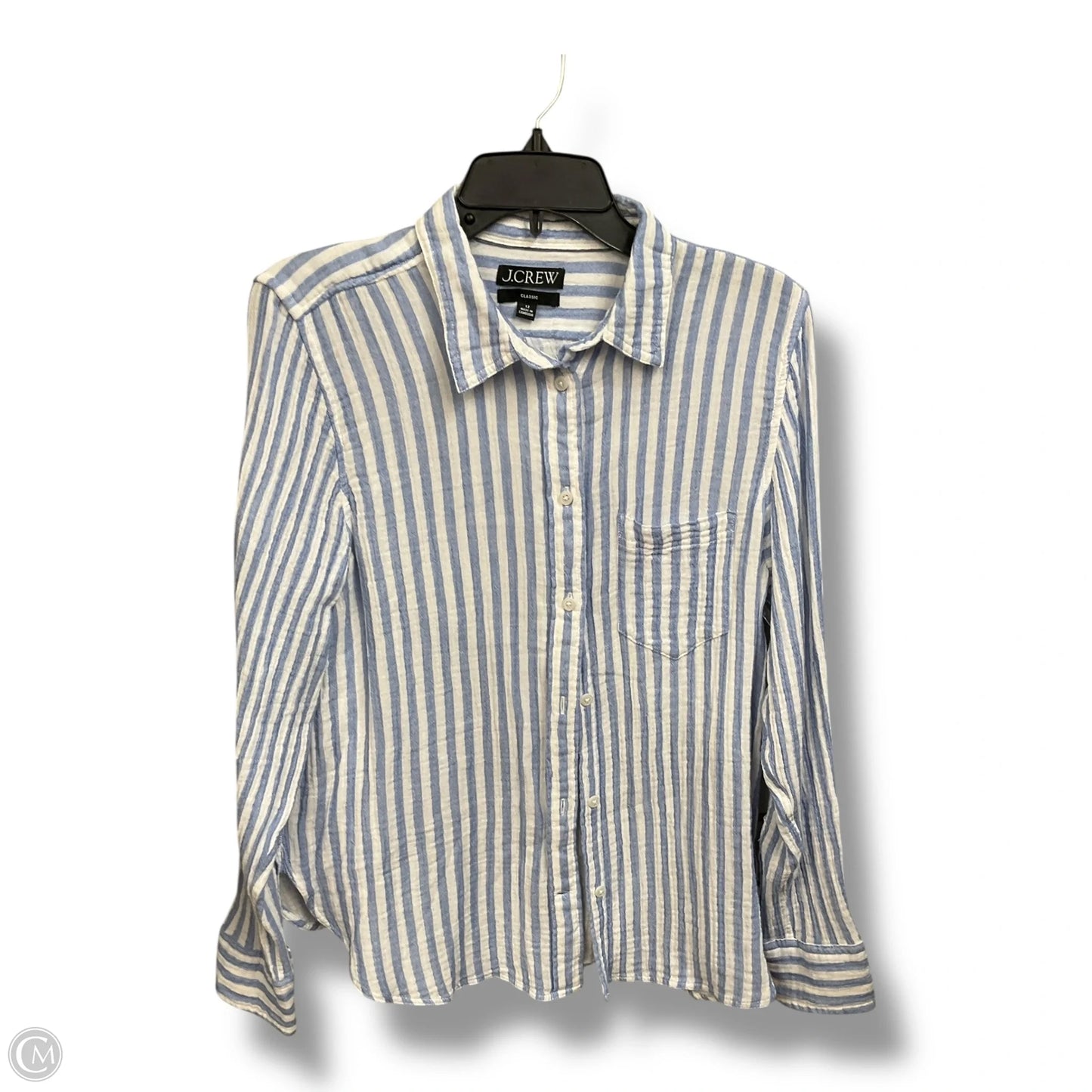 Blouse Long Sleeve By J. Crew In Striped Pattern, Size: L