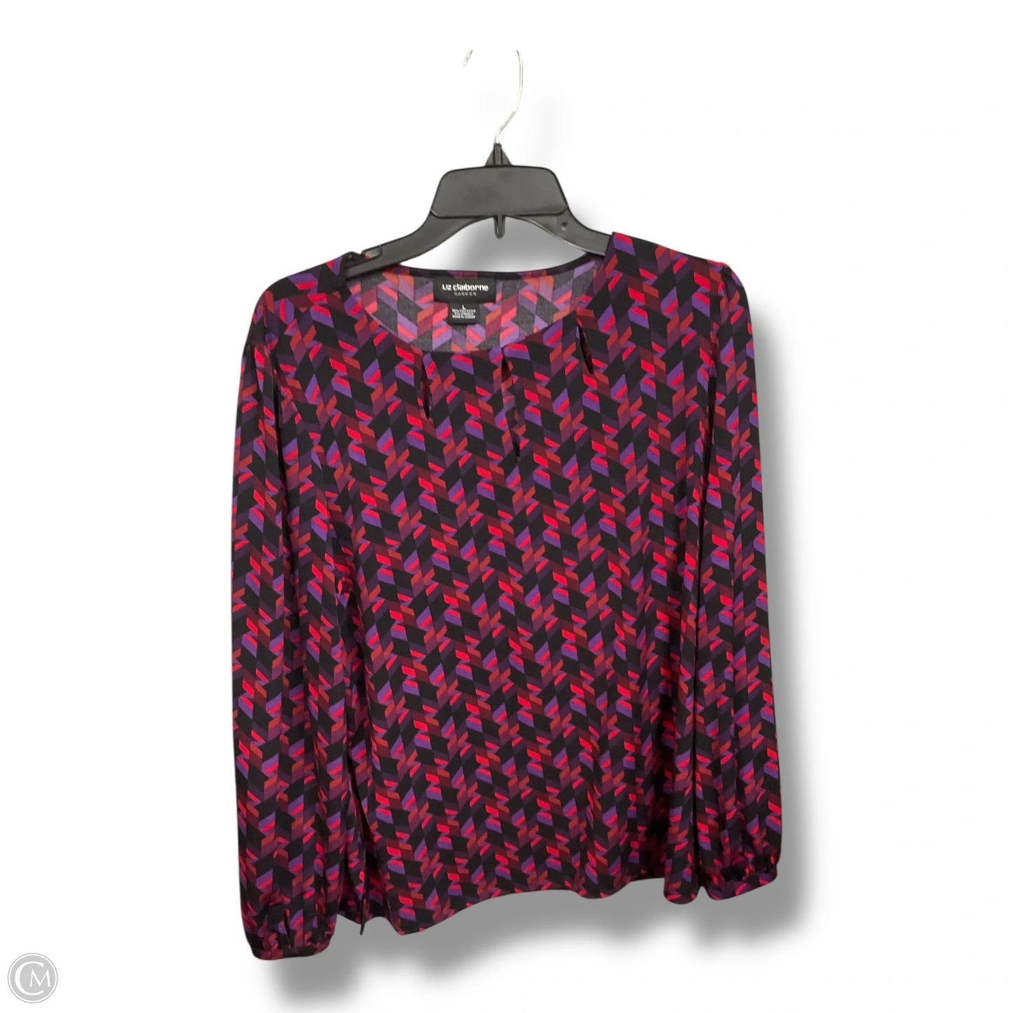 Top Long Sleeve By Liz Claiborne In Geometric Pattern, Size: L
