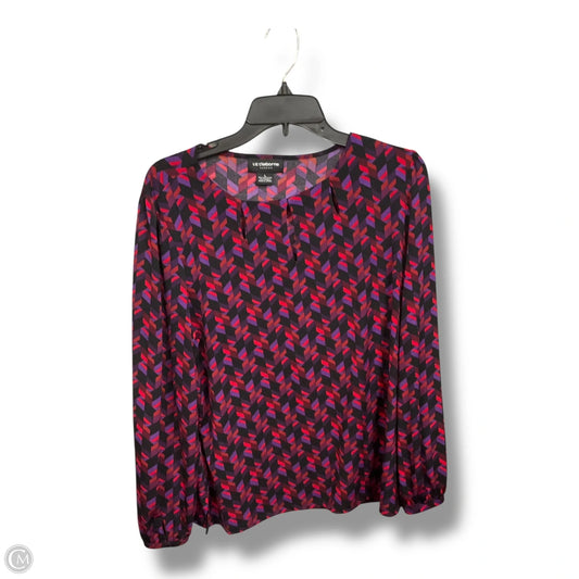Top Long Sleeve By Liz Claiborne In Geometric Pattern, Size: L