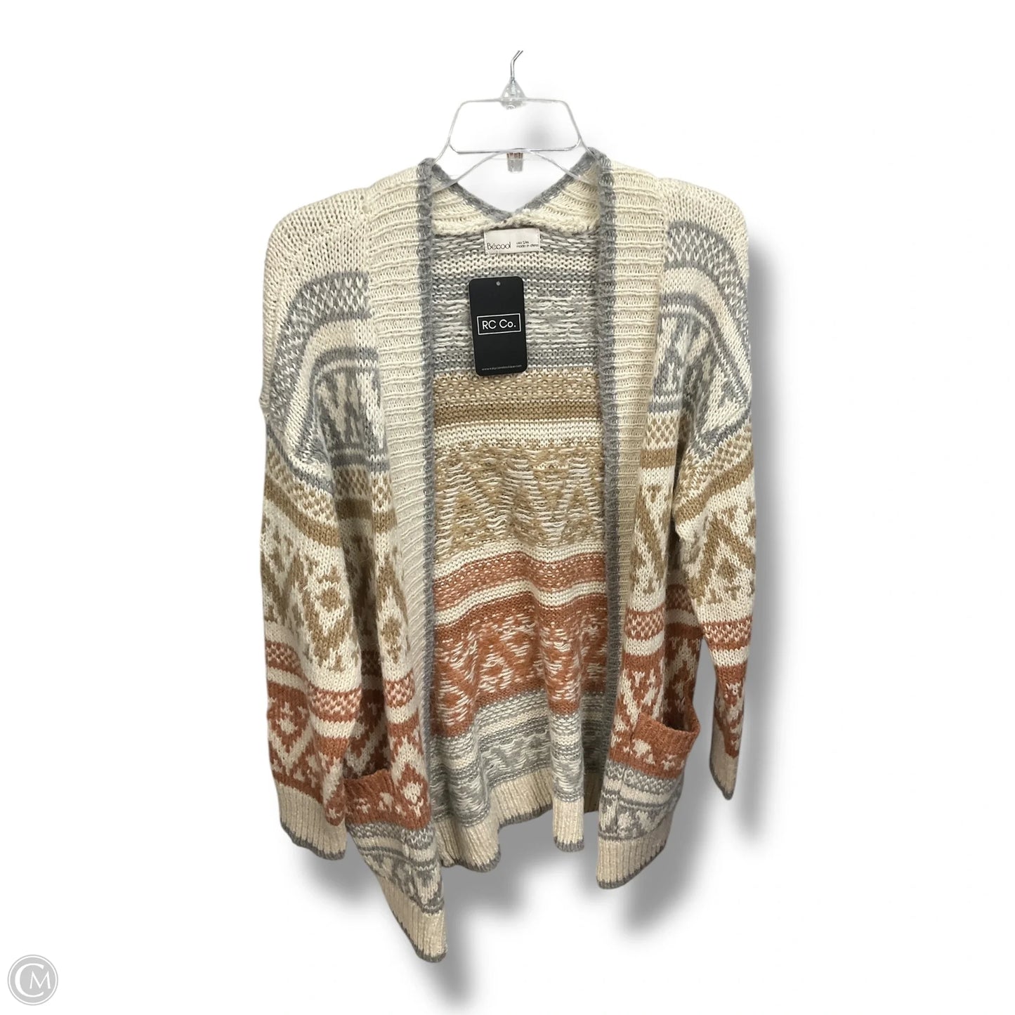 Sweater Cardigan By Be Cool In Geometric Pattern, Size: M