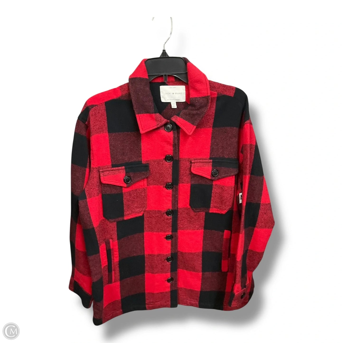 Jacket Shirt By Lucky Brand In Plaid Pattern, Size: M
