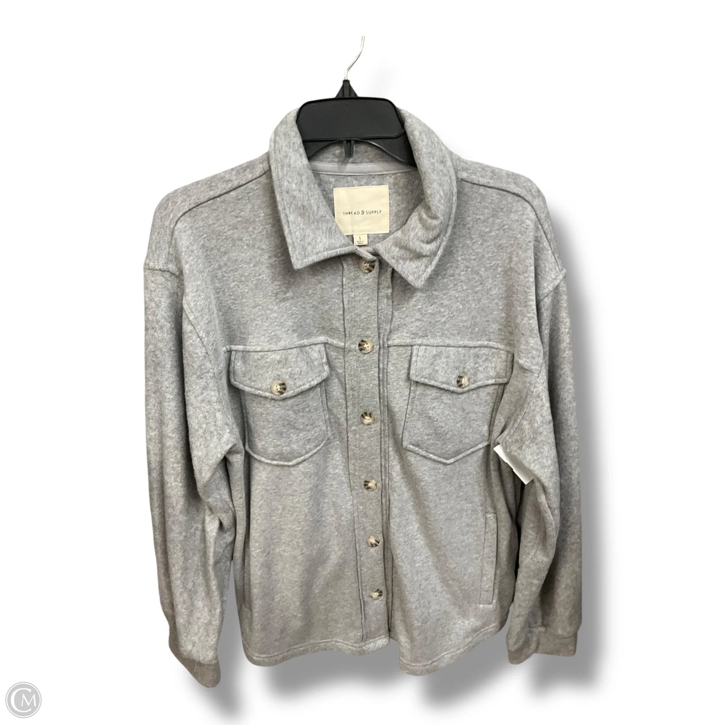 Jacket Shirt By Thread And Supply In Grey, Size: L