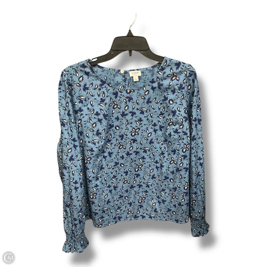 Blouse Long Sleeve By J. Crew In Blue, Size: L