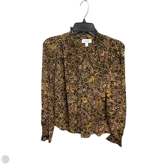 Blouse Long Sleeve By H&m In Black & Brown, Size: Xxl