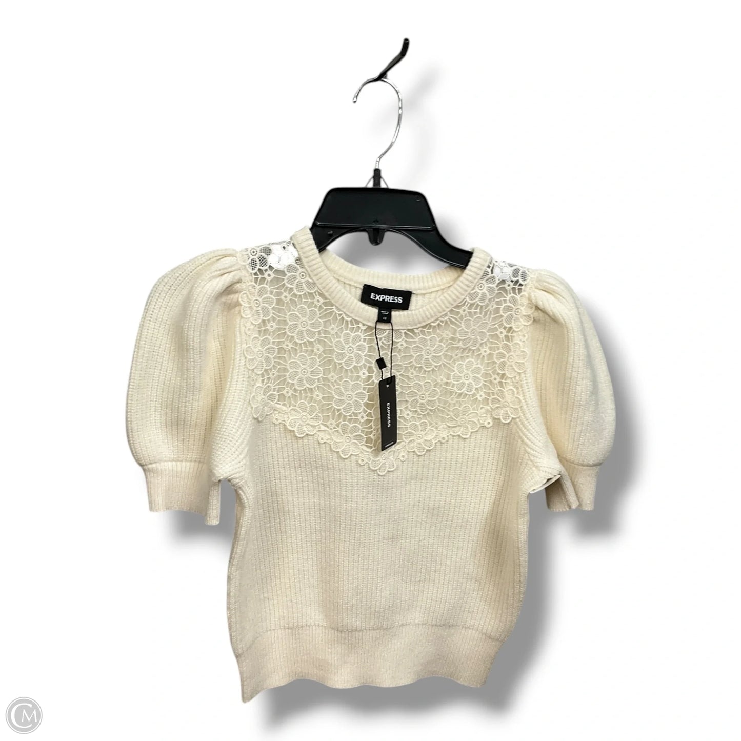 Sweater Short Sleeve By Express In Ivory, Size: Xs