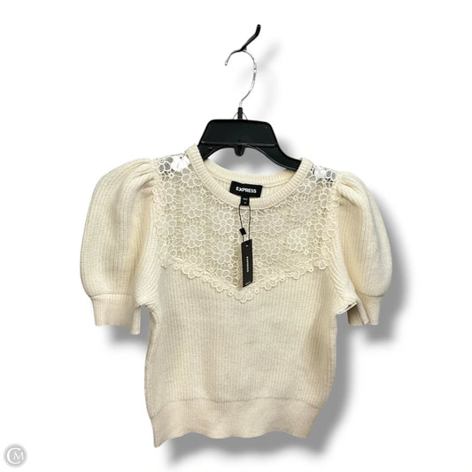 Sweater Short Sleeve By Express In Ivory, Size: Xs