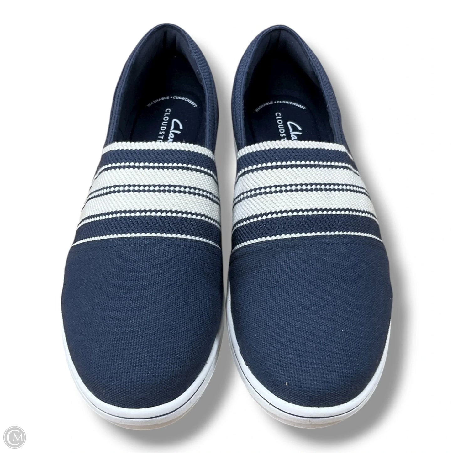 Shoes Sneakers By Clarks In Blue & White, Size: 6.5
