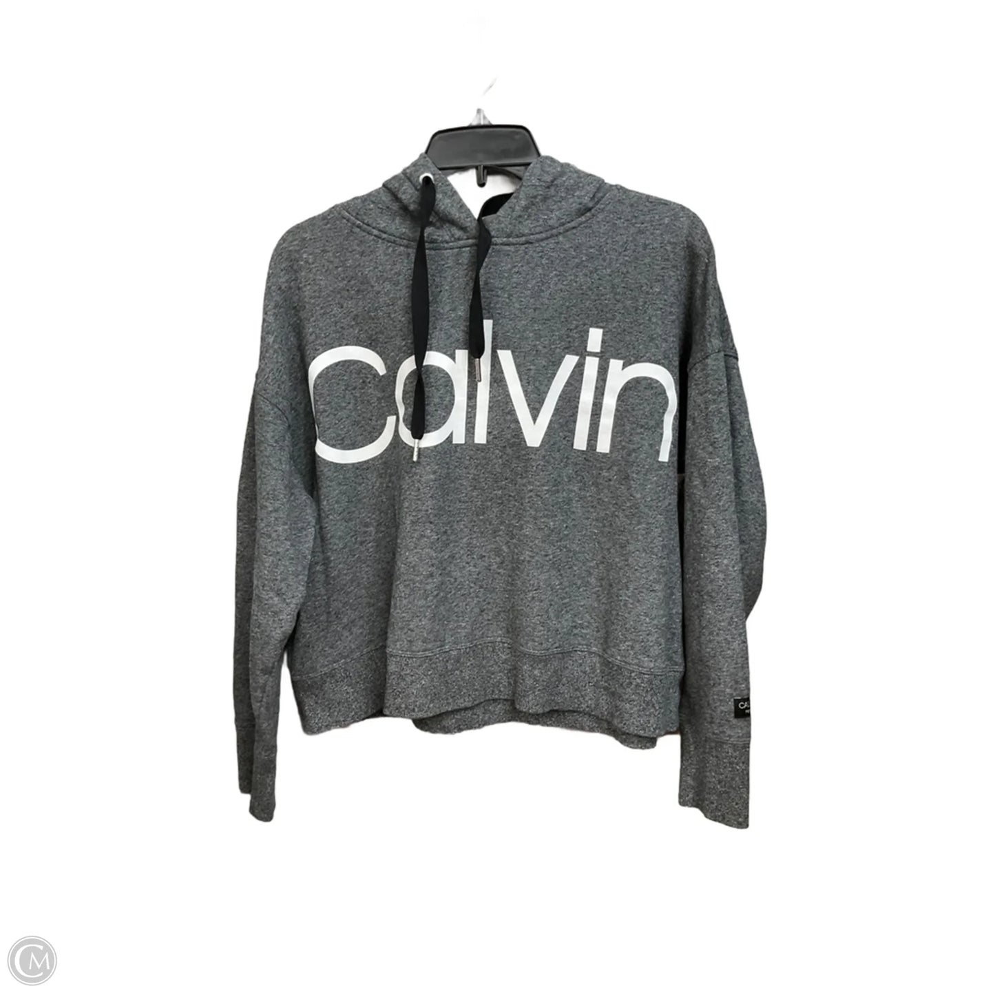 Athletic Sweatshirt Hoodie By Calvin Klein In Grey, Size: L