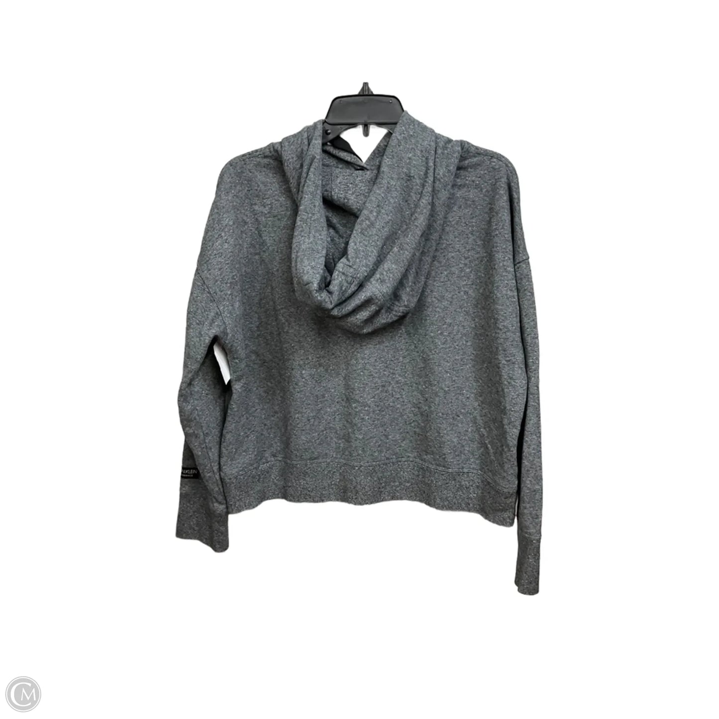 Athletic Sweatshirt Hoodie By Calvin Klein In Grey, Size: L