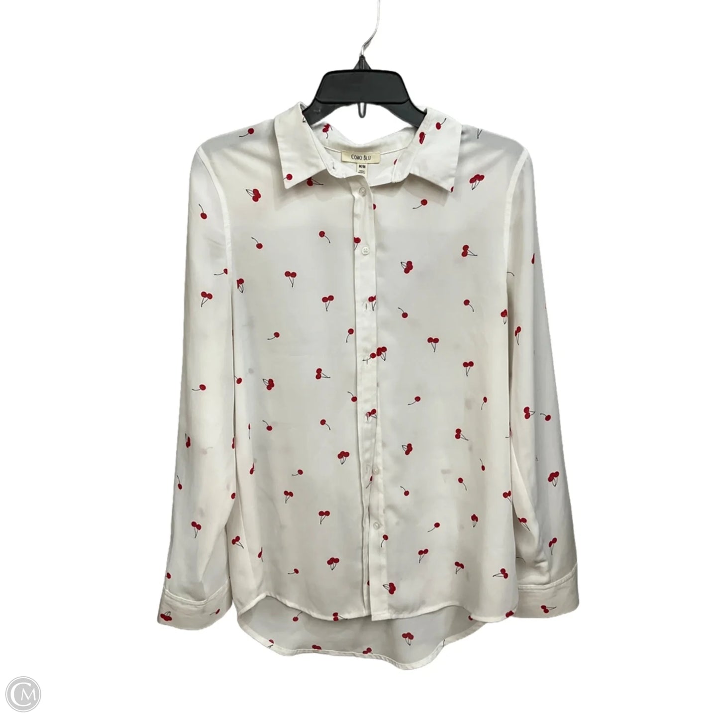Blouse Long Sleeve By Como Blu In White, Size: M