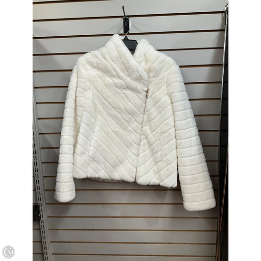 Jacket Faux Fur & Sherpa By White House Black Market In Ivory, Size: L