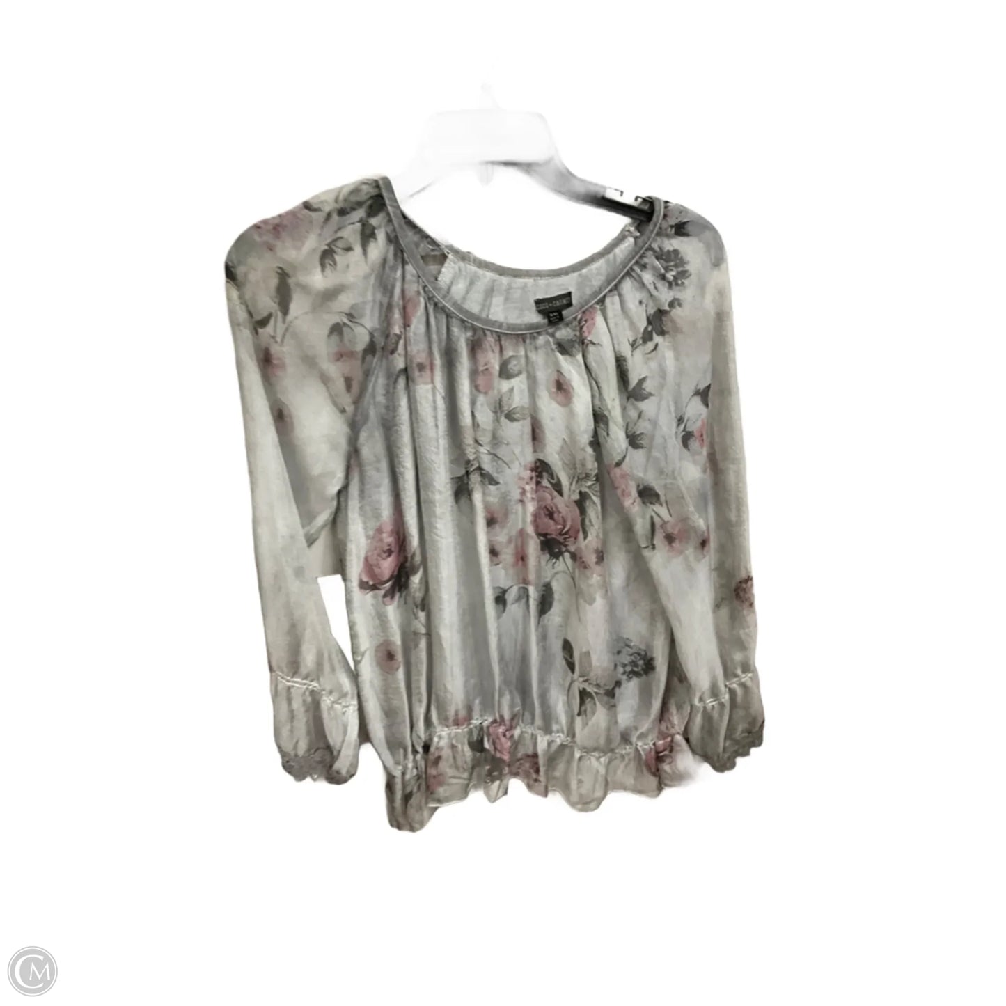 Blouse Long Sleeve By Coco And Carmen In Grey & Pink, Size: M