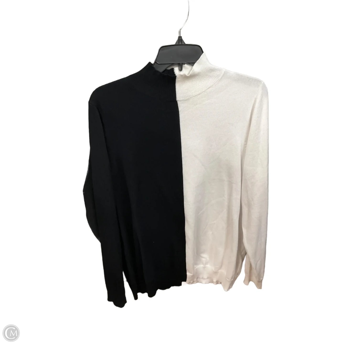 Top Long Sleeve By Eloquii In Black & White, Size: 2x